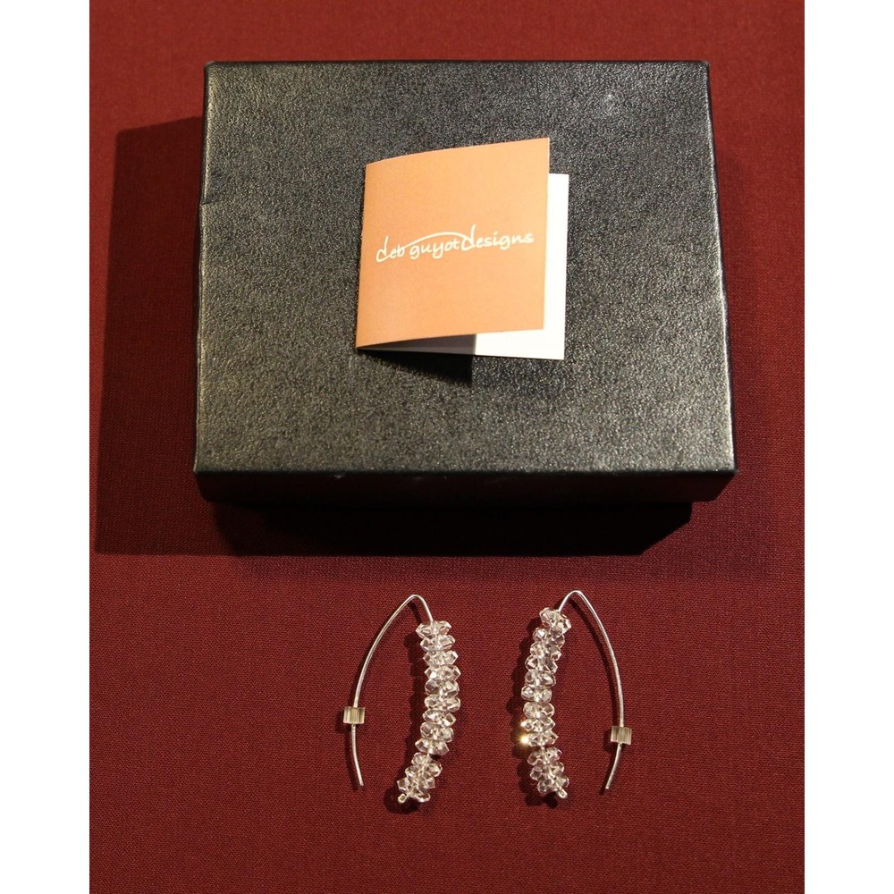 Deb Guyot designs Herkimer Diamond Quartz Beaded Earrings W/ Sterling Silver A2